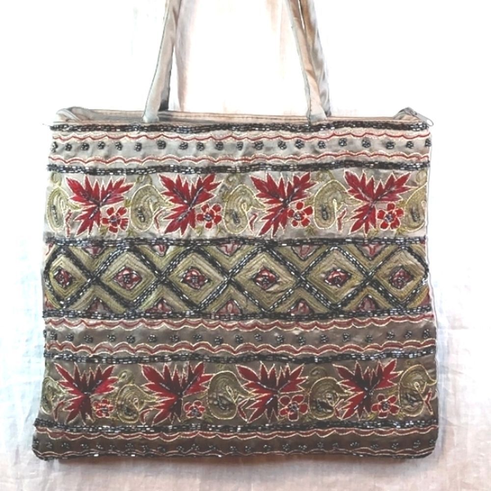 Bead and Satin Tote Bag